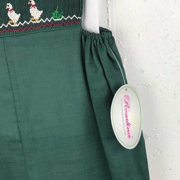 NWT ROSALINA COLLECTIONS Mummy Duck Green Smocked Kicker Set - Picture 4 of 7